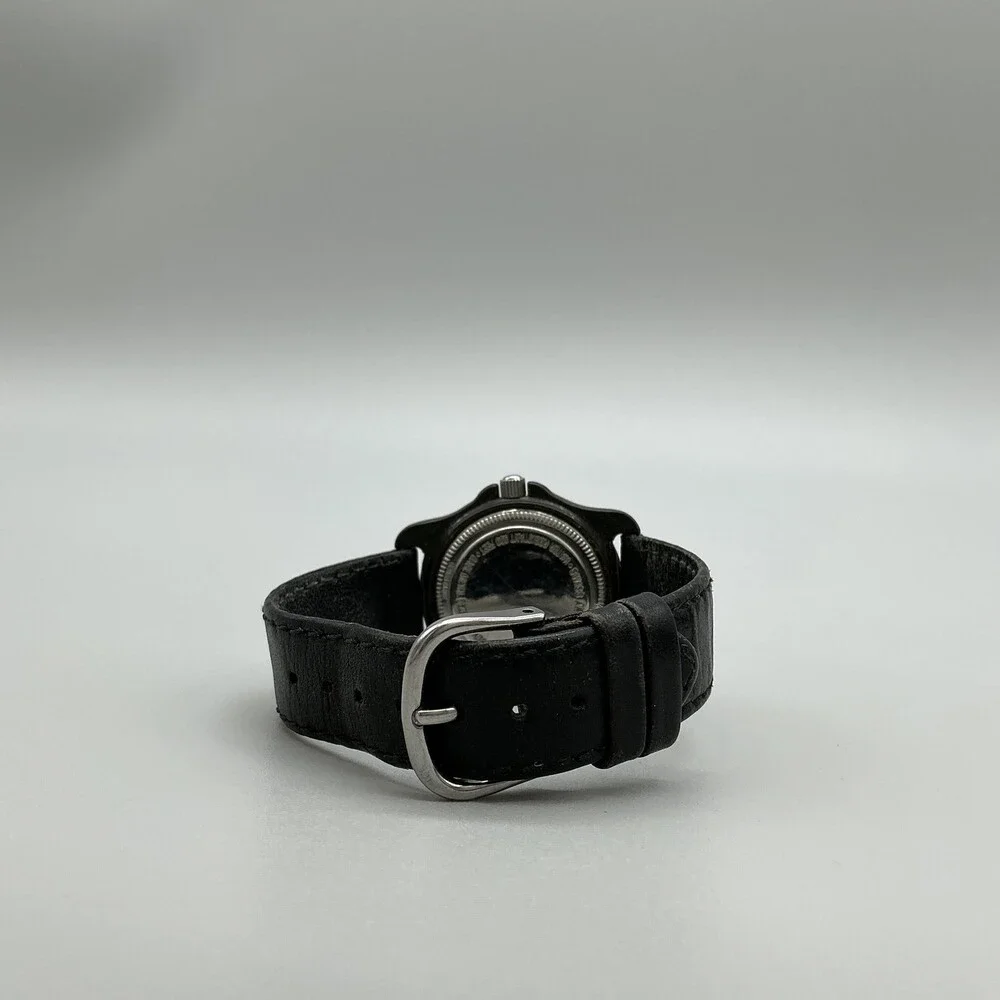 Swiss Army Mens Watch 33mm White Dial Black Leather Red Bezel New Battery